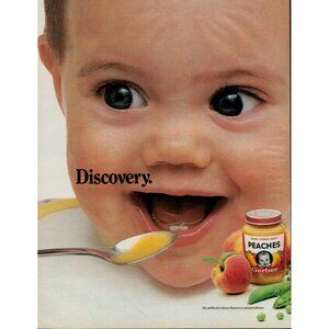 1985 Gerber Peaches Baby Food Vintage Print Ad (L20)